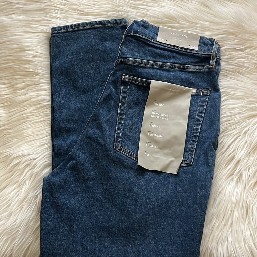 New Everlane High Rise Cheeky Crop Jeans in Deep Blue 30